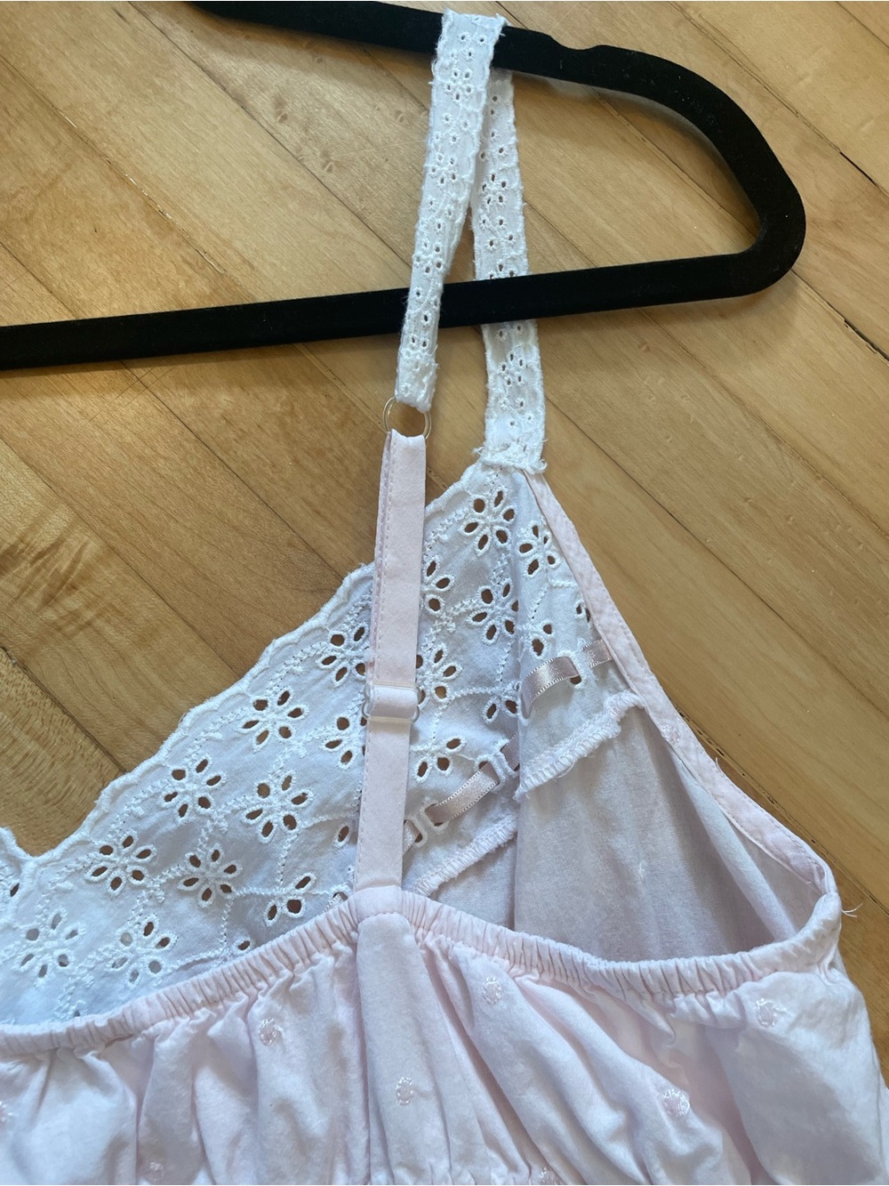 CHARTER CLUB Vintage Cotton Swiss Dot Eyelet Baby Doll Nightgown Slip Pink - Picture 9 of 12